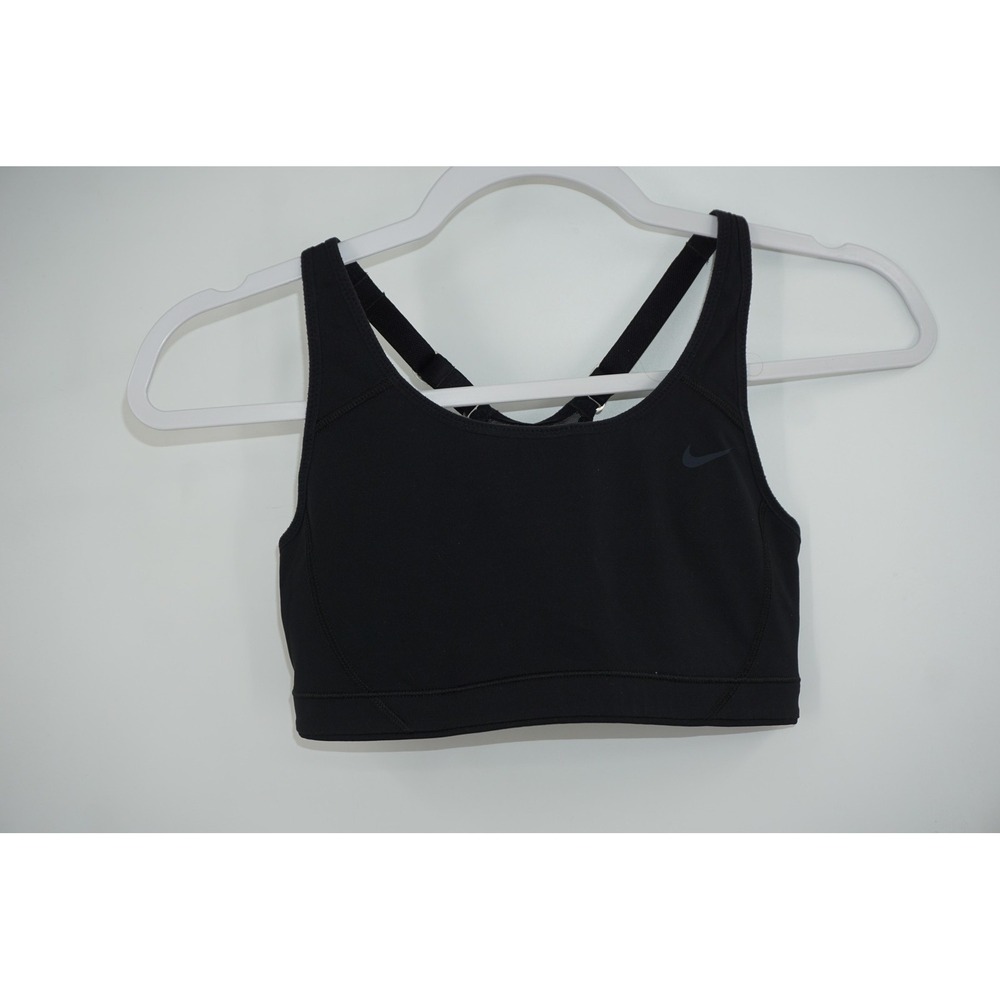 Nike Sports Bra Womens Small Black Dri-FIT Racerback Adjustable Straps Mesh‎ Gym